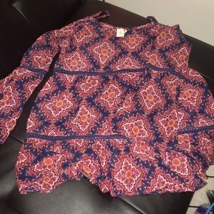 Tribal print open shoulder top